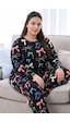 Siyah İnci Desenli Termal Kumaşlı Ultra Soft Yumuşak Büyük Beden Battal Boy Örme Pijama Takımı 26226704 Siyah