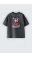 Monila Kız Çocuk Kiraz Baskılı Pamuklu T-shirt Antrasit