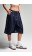 it's basic Kadın İndigo Renk 7s5-50 Skater Fit Maxi Boy Bol Kesim %100 Koton Denim Bermuda Şort