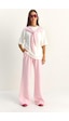 Shade Kadın Şal Detaylı Basic T-shirt Beli Lastikli Bol Pantolon Alt-üst Modal Takım 4116 60286084 - Pembe-beyaz Çok Renkli