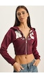 Shade Kadın Nyc Nakışlı Üç İplik Şardonlu Kapüşonlu Crop Hırka 6942 60283794 - Bordo
