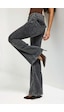 it's basic Kadın Kot Füme 4s6-14 Sln05 Mide Rise Flare Fit Süper Esnek Kumaş İç Boy 83cm Denim Jean