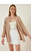 Trend Alisse Kadın Taş Bürümcük Kimono Ceket-düz Taş/bej Bej