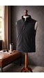 Vatan Tekstil Dik Yaka Slim Fit 3 Cepli Softshell Erkek Yelek Su İtici Kumaş Siyah