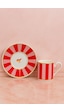 YzHome 2 Kişilik Porselen Yaldızlı Lovely Birds Özel Tasarım Pembe Kuşlu Kahve Fincan Takımı Seti 100ml