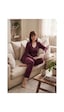 Lela Regular Fit Dantelli Yumuşak Dokulu Sabahlıklı Kadife Pijama Takımı Kadın Pijama Takımı 6095545 Mürdüm MÜRDÜM