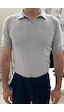 Erkek Çizgili Kısa Kollu Triko T-shirt Gri