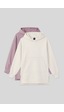 Tommylıfe Rahat Form Kapüşonlu 2li Paket Ekru-gül Kurusu Kadın Tunik Sweatshirt - 97163 Gül Kurusu-ekru