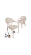 Bahex Bambu 4lü Set Rattan Kollu Bahçe Sandalye Koltuk 4ad Cappcn Cappuccino
