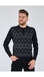 Fulker Minimalist Geometrik Desen Erkek Uzun Kol Triko Kazak Lacivert