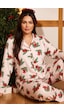 Siyah İnci Yılbaşı Temalı Desenli Termal Kumaşlı Ultra Soft Yumuşak Büyük Beden Battal Boy Düğmeli Örme Pijama Takımı 26226514 Pembe