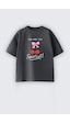 Monila Kız Çocuk Kiraz Baskılı Pamuklu T-shirt Antrasit