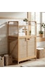 Bambu Kirli Sepetli 2 Raflı Çok Amaçlı Banyo Düzenleyici Çamaşır Sepeti Organizer 64 40 95cm Bej