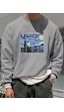 Uyguntarz Unisex The Starry Night Baskılı Oversize Sweatshirt Gri
