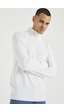 Beyaz Erkek Slim Fit Yarım Balıkçı Yaka Akrilik-pamuk Karışımlı Basic Triko Kazak Beyaz