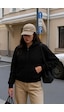 Kadın Fermuarlı Kapüşonlu Cepli İçi Polarlı Sweatshirt SiYAH Kadın Fermuarlı Kapüşonlu Cepli İçi Polarlı Sweatshirt SiYAH