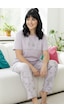 Siyah İnci Desenli Pamuklu Büyük Beden Battal Boy Örme Pijama Takım 26113896 Lila