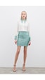 Sateen Payetli Mini Etek - Mint-135368 Mint