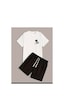 Medinenur Göğüs Gül Baskılı T-shirt Short Bol Paça Rahat Kalıp Siyah Alt Siyah Üst Short Takım Beyaz Medinenur Göğüs Gül Baskılı T-shirt Short Bol Paça Rahat Kalıp Siyah Alt Siyah Üst Short Takım Beyaz