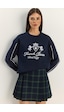 Shade Kadın Bisiklet Yaka Nakış İşlemeli Üç İplik Şardonlu Sweatshirt 60601049 - Lacivert
