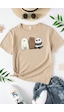 Uyguntarz Çocuk Kafadar Ayılar Baskılı Pamuklu Tshirt Bej