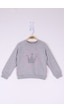 Toontoy Kız Çocuk Taç Baskılı Sweatshirt Gri Melanj