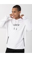 Maraton Sportswear Oversize Erkek Kapşonlu Düşük Kol Basic Beyaz Sweatshirt 22465-beyaz