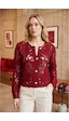 Sayzen Your Shine Dantel Desenli Gold Düğmeli Basic Ceket Bordo