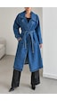 Polo State Kadın Kuşaklı Kruvaze Yaka Oversize Uzun Denim Trençkot Mavi Polo State Kadın Kuşaklı Kruvaze Yaka Oversize Uzun Denim Trençkot Mavi