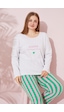 Siyah İnci Pamuklu Curve Büyük Beden Battal Boy Örme Pijama Takım 24240704 Gri