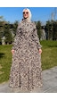 Rabia Şamlı Leopar Desenli Elbise Kahve Normal