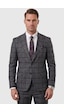 Deepsea Antrasit Kare Desenli Slim Fit Erkek Takım Elbise Çift Düğme Çift Yırtmaç 2 Li Takım 2601812