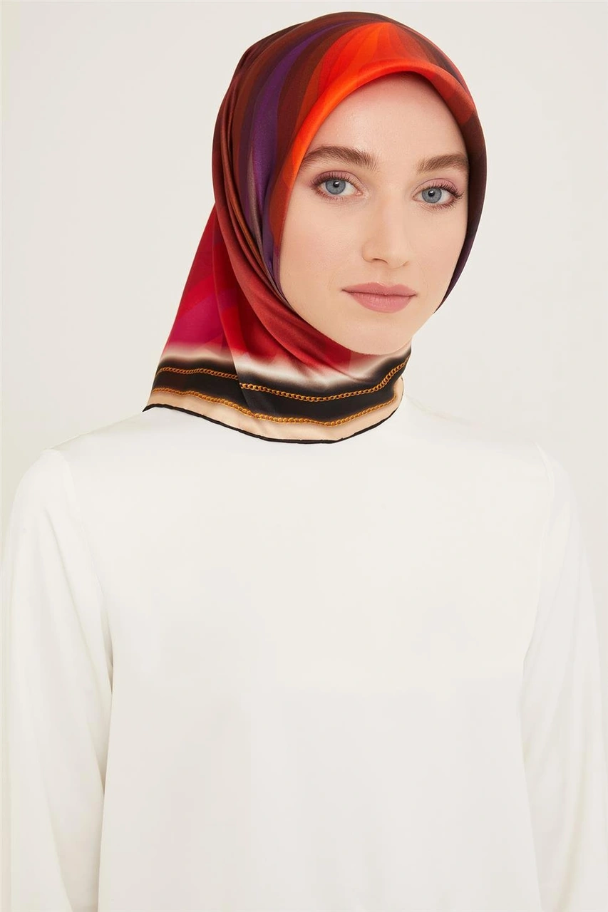 Armine Geometrik Desenli Twill İpek Eşarp 24ya9113 39 Çok Renkli
