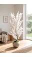 Yapay Beyaz Sakura Kiraz Çiçeği Ağacı 120 Cm - Küre Plastik Saksılı 27x33 Cm Saksı