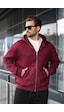 Madmext Bordo Fermuarlı Kapüşonlu Erkek Hırka E7174 Bordo