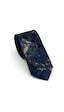 Gaffy Bej Desenli Petrol Mavi Dokuma Kumaş Mendilli Slim Fit Kravat // Sdk-2608-5 Mavi