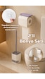 Porsima 2li Banyo Seti Yapışkanlı Banyo Tuvalet Kağıtlığı Tuvalet Fırçası Peçetelik Tuvalet Fırçalığı Beyaz Gri Beyaz - Gri