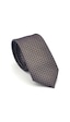 Gaffy Mavi Nokta Desenli Kahverengi Dokuma Kumaş Mendilli Slim Fit Kravat // Sdk-2510-5 Kahverengi