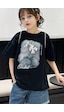 Uyguntarz Çocuk Orchid Baskılı Pamuklu Tshirt Siyah
