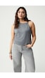 ETHIQUET KATERBB Kadın Tek Omuzu Düğüm Detaylı Kolsuz Gri Büyük Beden Bluz