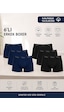 Tutku 0114 Erkek Likralı Boxer 6'lı Paket Siyah - Lacivert