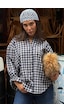 Madmext Lacivert Oversize Kareli Kadın Gömlek Mg2822