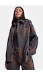 Kadın Kahve Kot 1w6-202 Oversize Özel Kumaş Tasarım Denim Ceket Gömlek