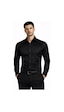 Classics Men Slim Fit Uzun Kollu Kolay Ütü Pamuk Saten Erkek Gömlek Siyah