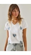 Shade Kadın V Yaka Yaka Kot Kalp Detaylı Taşlı T-shirt 60251412 - Beyaz Shade Kadın V Yaka Yaka Kot Kalp Detaylı Taşlı T-shirt 60251412 - Beyaz