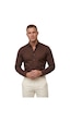 Deepsea Kahve Slim Fit Likralı Kolay Ütülenebilir Gizli Düğmeli Erkek Gömlek 2602614
