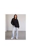 Herkesemoda Oversize/geniş Kalıp Yırtmaçlı Bisiklet Yaka Yumuşak Tuşeli Örme Sweatshirt Siyah