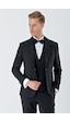 İmza Siyah Çizgili Çıkarılabilir Şal Yaka Yelekli 6 Drop Slim Fit Smokin Damatlık Takım 1001230212-Siyah