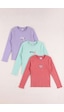 Monox 5-12 Yaş Kız Çocuk Fitilli Nakışlı 3 Lü Sweatshirt Takım Lila Mint Nar