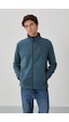Tommy Life Petrol Yazı Nakışlı Dik Yaka Fermuarlı Standart Kalıp Erkek Sweatshirt Polar - 87992 PETROL